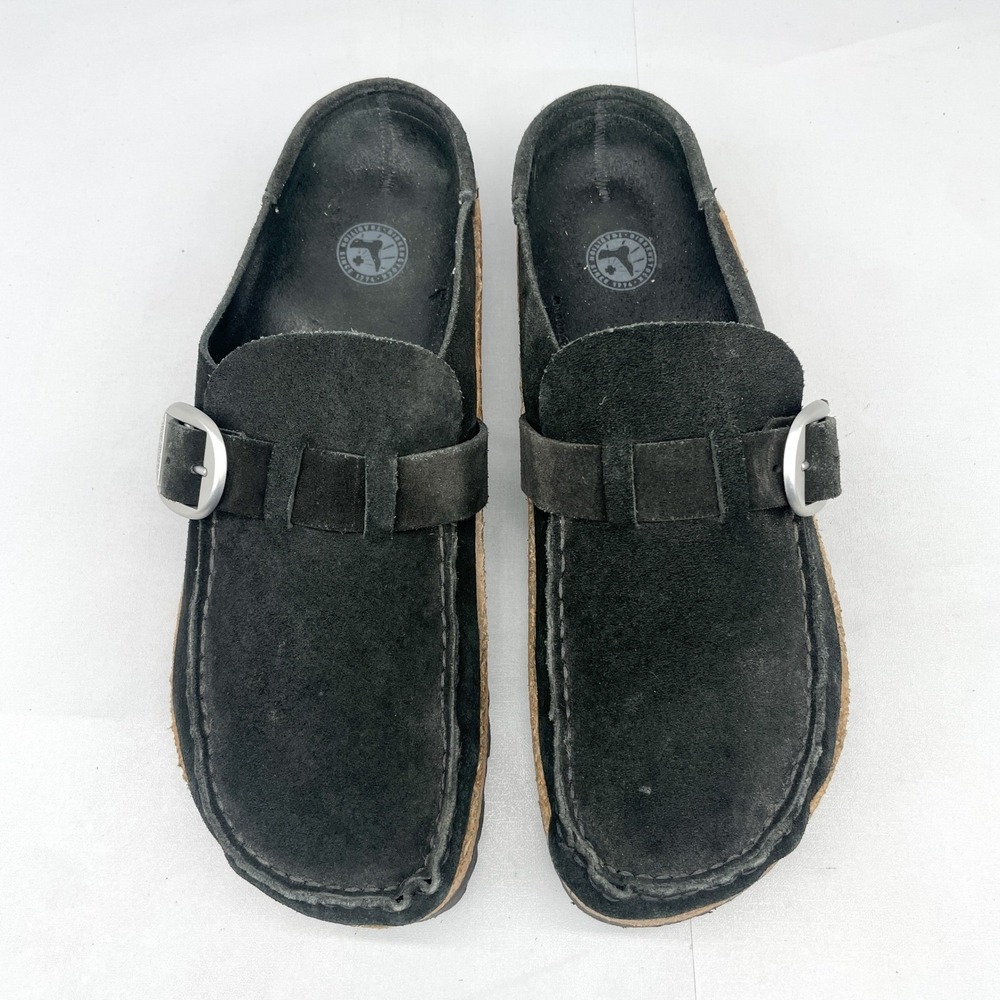 Birkenstock Buckley Clog Womens 11 Black Suede Moccasin Mule SlipOn Boho Comfort